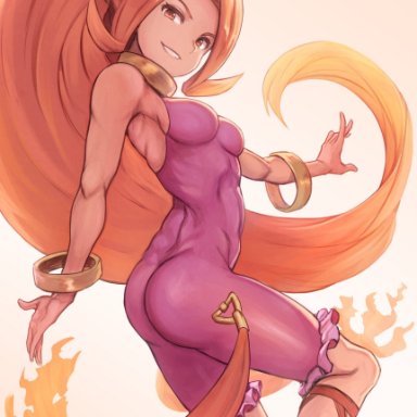 1girls, ass, back muscles, breasts, dancer, din, female, female only, jackrockhardt, long hair, muscles, muscular, muscular female, oracle of seasons, solo