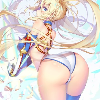 ass, bent over, big ass, big butt, blonde hair, blue eyes, bradamante (fate), curvy, fate/grand order, fate (series), hong (white spider), huge ass, huge butt, leotard, long hair