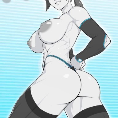 abs, aerobics, ass, athletic, breasts, confident, female, highleg, huge breasts, maximum strike edit, muscular female, nisetanaqa, solo, third-party edit, wii fit trainer