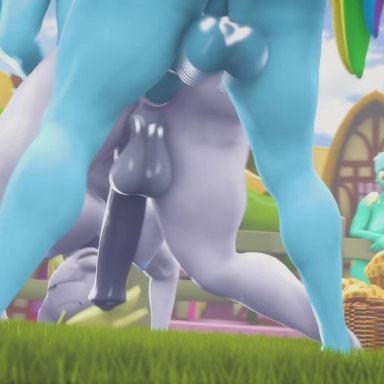 1080p, 2021, 3d, 3d animation, anal, anal penetration, anal sex, animated, anthro, anthro on anthro, artist logo, balls, being watched, bonbon (mlp), canon couple
