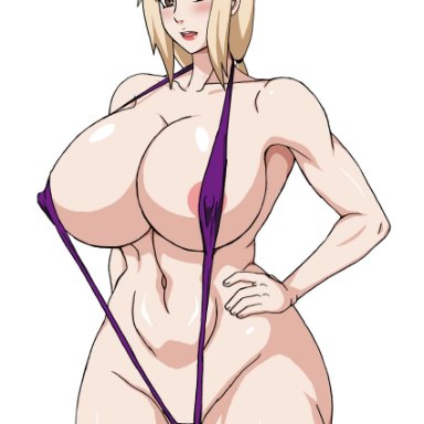 big ass, bikini, blonde hair, breasts, brown eyes, female, gilf, huge breasts, milf, naruho, naruto, naruto (series), naruto shippuden, nipples, tsunade