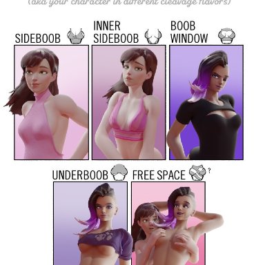 blender, boob window, d.va, effectsmaster231, hana song, inner sideboob, meme, overwatch, shirt cut meme, sideboob, sombra, underboob