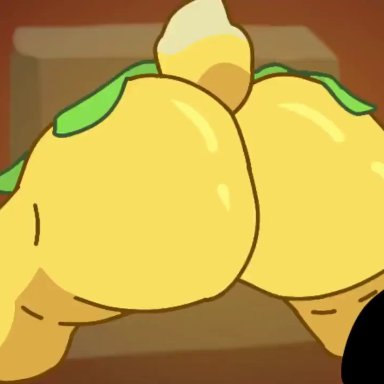 animal crossing, animated, artist name, artist signature, back view, big ass, big butt, clapping cheeks, derpyharpy, english text, green skirt, isabelle (animal crossing), sound, stuck, tail