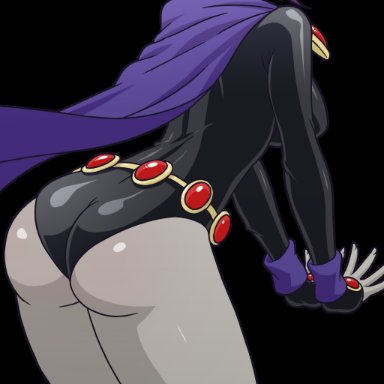 1girl, ass, black leotard, cartoon network, color, colored, dat ass, dc, dc comics, demon girl, female, forehead jewel, grey skin, leotard, manyakis