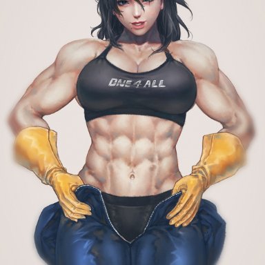 1girls, abs, breasts, cleavage, female, female only, muscles, muscular, muscular female, my hero academia, nana shimura, prinzkuon, solo