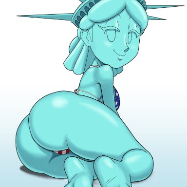 1girls, 4th of july, american flag bikini, anthro, ass, bikini, female, female only, huge ass, humanized, solo, solo female, statue of liberty, tortoisesensei