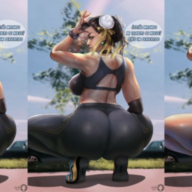 ass, ass focus, ass up, big ass, big butt, breasts, cg, chun-li, collar, color, female, female only, fetish, full body, gloves