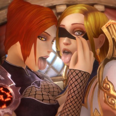 2girls, assumi, blizzard entertainment, blonde hair, clothed female, clothing, earrings, female, female only, high resolution, highres, human, human (warcraft), human (world of warcraft), human priest