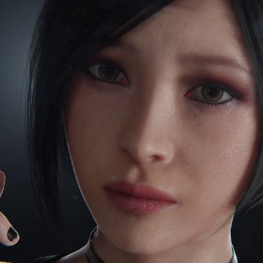 1girls, 3d, ada wong, angry, angry face, animated, annoyed, areolae, asian, asian female, black hair, black nail polish, blender, blender (software), breasts