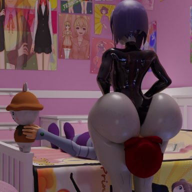 2girls, artist glitch02, ass, big ass, blender, cartoon network, dat ass, dc, dc comics, facesitting, femdom, fetish, headscissor, huge ass, koriand'r