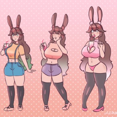 ass expansion, bimbo, bimbofication, breast expansion, bunny girl, inkyfluffdraws, transformation