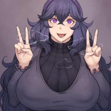 1girls, absurd res, big breasts, breasts, female, fully clothed, hairband, hearts, heavy breathing, hex maniac, high resolution, huge breasts, hypnosis, hypnotized, large breasts