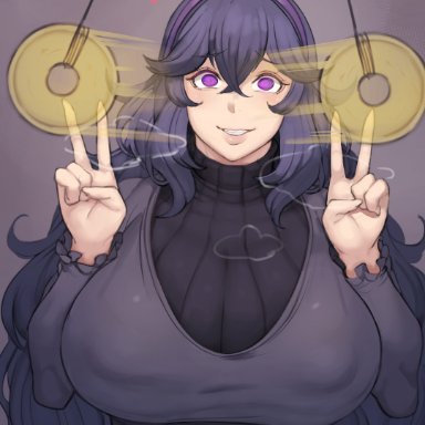 1girls, absurd res, big breasts, breasts, female, fully clothed, hairband, heavy breathing, hex maniac, high resolution, huge breasts, hypnosis, large breasts, metal owl, nintendo