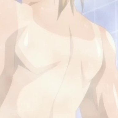 abs, animated, blowjob, bouncing breasts, breasts, cowgirl position, fellatio, female, hayasaka akira, indoors, male, medium penis, muscle, muscular female, penis