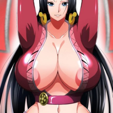 big breasts, black hair, blue eyes, boa hancock, one piece