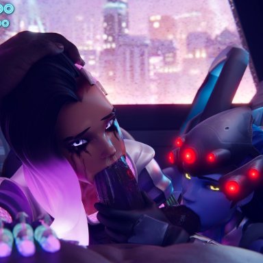 blowjob, eyeliner, fellatio, french, hispanic, latina, makeup, mexican, milf, overwatch, sombra, superhentaimaster9000, widowmaker