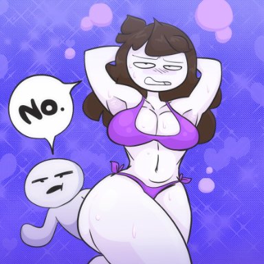 background, big breasts, bikini, black hair, jaiden, jaiden animations, jaidenanimations, no, pose, sssir, sssir8, sweat, theodd1sout, theodd1sout (character), thick thighs