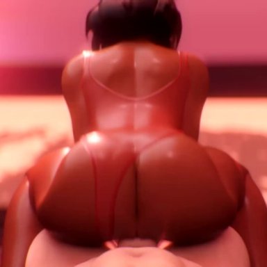 1boy, 1girls, 3d, animated, ass, blender, dark-skinned female, dark skin, dominothecat, erection, female, huge ass, interracial, male, overwatch