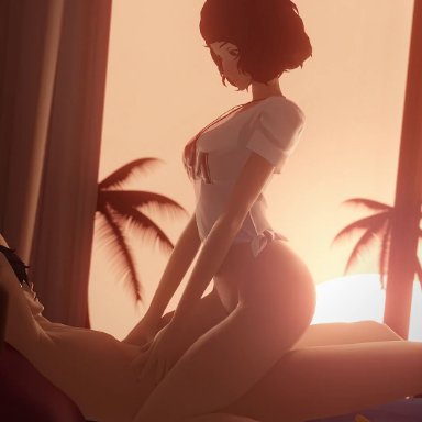 1boy, 1girls, 3d, animated, ass, big ass, cowgirl position, erection, female, fugtrup, male, megami tensei, penis, persona, persona 5