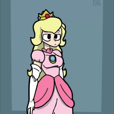 1girls, angry, animated, ass, atomic wedgie, blonde hair, blue panties, brooch, clenched hand, clenched teeth, clothing, crown, digitalwedgieart, dress, dress lift