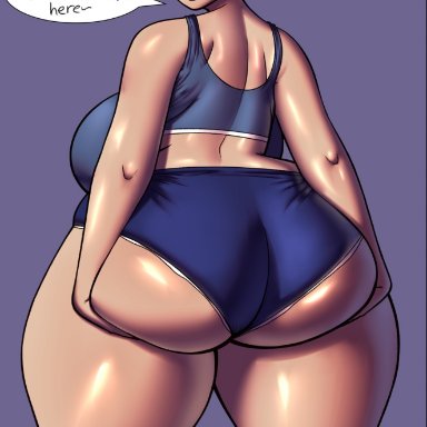 1girls, ass, big breasts, breasts, female, female only, huge ass, kissofvenus, large breasts, looking at viewer, looking back, mei (overwatch), overwatch, speech bubble, text