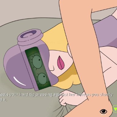 1boy, 1girls, animated, bent over, beth smith, big breasts, biting lip, blonde hair, breasts, cosplay, deep penetration, face down ass up, feet, female, ferdafs