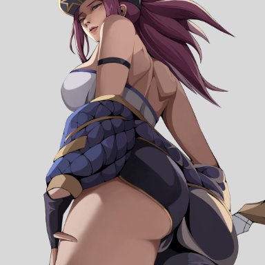 1girls, absurd res, akali, alternate version available, arm strap, ass, ass, ass focus, back, big ass, big butt, big thighs, bra, bubble ass, bubble butt