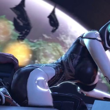 1boy, 1girls, 3d, animated, big penis, bouncing breasts, edi, human, human penetrating, jeff moreau, male/female, mass effect, no sound, reverse cowgirl position, robot