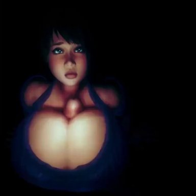 1boy, 3d, 6girls, animated, barb (zurger), bare shoulders, between breasts, blizzard entertainment, blue eyes, bouncing breasts, breast focus, breasts, busty, cleavage, clothed female nude male