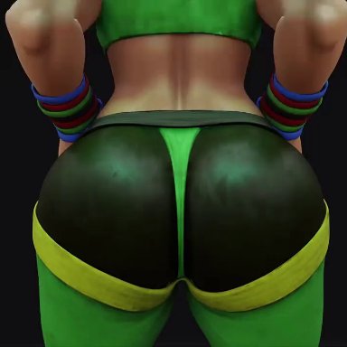 1girls, 3d, animated, ass focus, big ass, kishi, laura matsuda, muscular female, solo female, street fighter, street fighter v, thick thighs, twerking, video