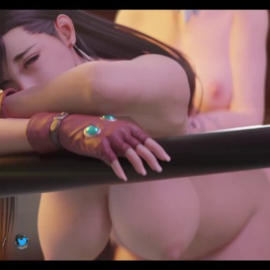 3d, anal, animated, ashe (overwatch), bent over, big breasts, black hair, breasts, crossover, earrings, female focus, final fantasy vii, final fantasy vii remake, gloves, long hair