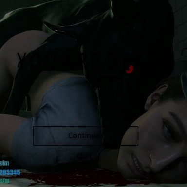 1girls, 3d, animated, bestiality, blood, dead, dog, doggy style, from behind, guro, hvlsfm, jill valentine, neck grab, necrophilia, partially clothed