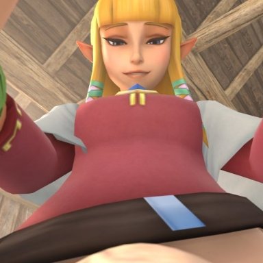 fellatio, futanari, hands on head, highres, nintendo, oral, pointy ears, pov, princess zelda, skyward sword, tagme, taker pov, the legend of zelda, theboobedone, zelda (skyward sword)