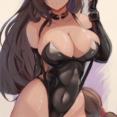 1girls, 2021, absurd res, artist signature, ass visible through thighs, black hair, black leotard, black thighhighs, blush, breasts, bunny ears, bunny girl, bunnysuit, cleavage, female