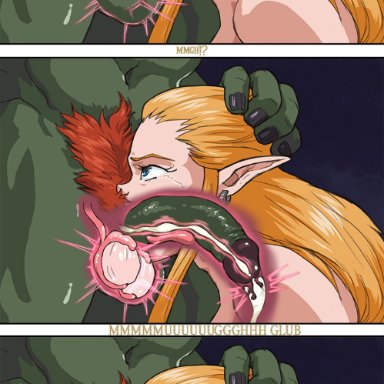 1boy, 1girls, all the way to the base, blowjob, edit, fellatio, forced, forced oral, ganondorf, huge cock, nintendo, oral, oral penetration, oral sex, pointy ears
