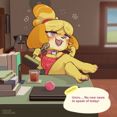 1girls, animal crossing, anthro, bimbo, bimbofication, breast expansion, breasts, dialogue, dog, female, female only, furry, hypnosis, isabelle (animal crossing), nintendo