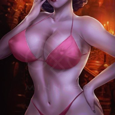 alcina dimitrescu, breasts, female, milf, minnhsg, pink bikini, resident evil, resident evil 8: village, solo