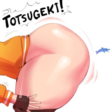 ass, ass focus, ass slap, big ass, borvar, bubble butt, dat ass, dolphin, guilty gear, guilty gear strive, huge ass, jiggle, may (guilty gear), shorts, side view