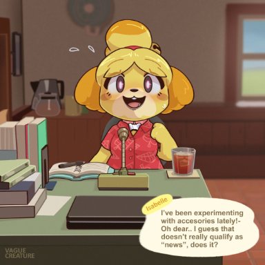 1girls, animal crossing, anthro, bimbo, bimbofication, breast expansion, breasts, dialogue, dog, female, female only, furry, hypnosis, isabelle (animal crossing), nintendo