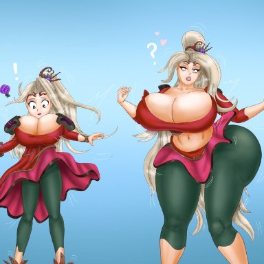 1girls, ass, ass expansion, bimbo, bimbofication, breast expansion, breasts, bursting breasts, cleavage, female, female only, huge ass, huge breasts, kid icarus, kid icarus uprising