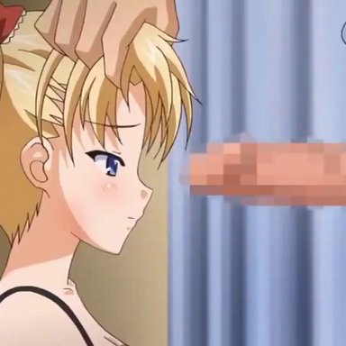 00s, 1boy, 1girl, akizuki airi, anal, animated, ass, ass grab, bangs, bare shoulders, bed, bed sheet, bike shorts, bike shorts pull, blonde hair