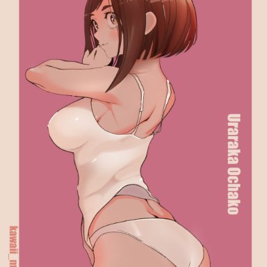 1girls, antenna hair, arm at side, armpits, arms, artist name, ass, asymmetrical hair, back, bangs, bare shoulders, barefoot, big boobs, big breasts, blush