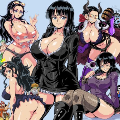 1girls, artist request, beast pirates, black hair, breasts, cleavage, female, female focus, long hair, nico robin, one piece, tagme