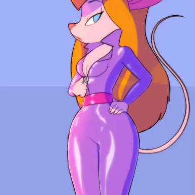 animated, breasts, chip 'n dale rescue rangers, clothed, clothing, cupofuwu, disney, female, gadget hackwrench, hair, long hair, mammal, mouse, murid, murine