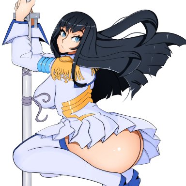 1girls, alysianarts, ass, big ass, black hair, blue eyes, clothed, dress, eyelashes, female, female only, heel boots, heels, kill la kill, kiryuuin satsuki