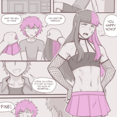 2boys, clothed, clothing, comic, crossdressing, dross, english text, femboy, girly, original, original character, text