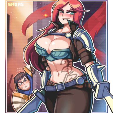 1girls, bare midriff, big breasts, garen crownguard, huge breasts, katarina, league of legends, sagas, tagme, tattoo, thick, thick thighs, thighs