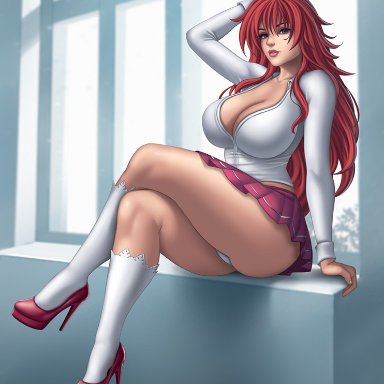 1girls, ass, big ass, big breasts, breasts, cleavage, female, female only, flowerxl, high school dxd, large breasts, panties, rias gremory, solo