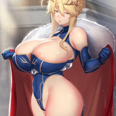 1female, 1girls, artoria pendragon, artoria pendragon (lancer), ass, aster crowley, big ass, big penis, breasts, busty, fate (series), female, female only, green eyes, huge breasts