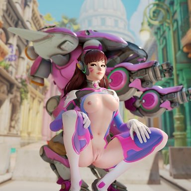 blizzard entertainment, bodysuit, breasts, brown eyes, brown hair, cg, d.va, d.va (overwatch), gamer girl, latex, overwatch, petite, plugsuit, pussy, yakinowo